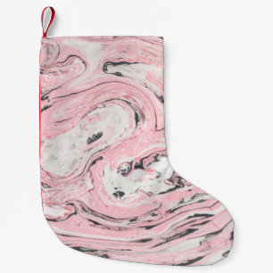 Meia De Natal Pequena Textura de mármore rosa e preto. Abstrato moderno