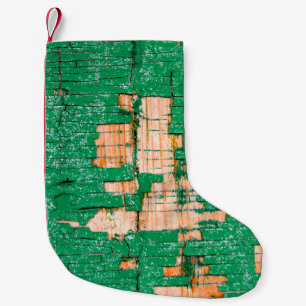 Meia De Natal Pequena Textura de vedação velha de madeira com tinta shab