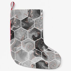 Meia De Natal Pequena Textura uniforme de hexágono mármore com padrão