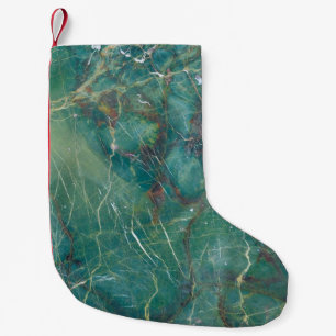 Meia De Natal Pequena Textura verde de mármore malaquita, estrutura det