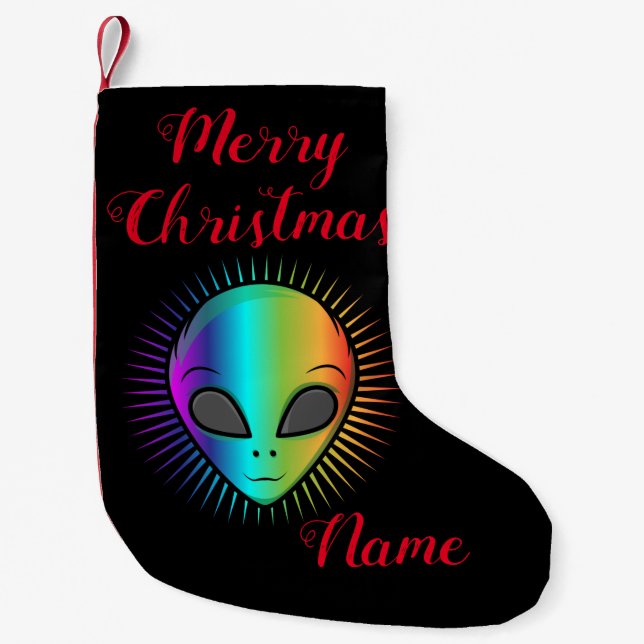 Meia De Natal Pequena Thunder_Cove da Cabeça de Alienígena (Frente)