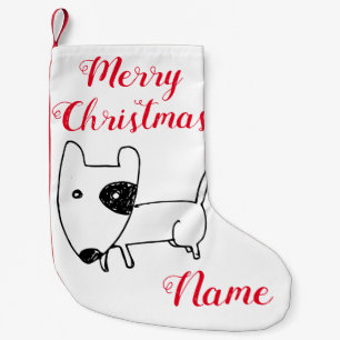 Meia De Natal Pequena Thunder_Cove de Cachorro Negro Minimalista e Bonit