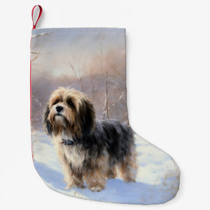 Meia De Natal Pequena Tibetan Terrier Deixe Nevar Natal 
