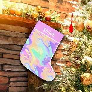 Meia De Natal Pequena Tie Dye Swirl Marble Retro Groovy