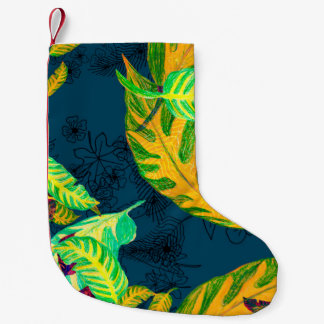 Meia De Natal Pequena Tie Tropical Dye Blue Gouache. Padrão tropical. G