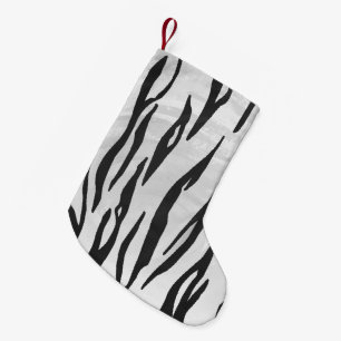Meia De Natal Pequena Tigre Impressão preto e branco