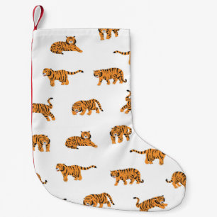 Meia De Natal Pequena Tigre Japonês: Vintage Doodle Seamless