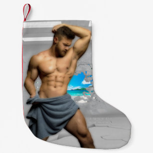 Meia De Natal Pequena Toalha de Homem de SlipperyJoe quebrada parede bra
