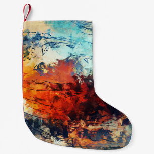 Meia De Natal Pequena Trabalho de arte Contemporâneo Abstrato Colorida