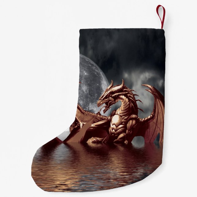 Meia De Natal Pequena Trabalho de arte de Dragon & Moon Fantasy (Verso)