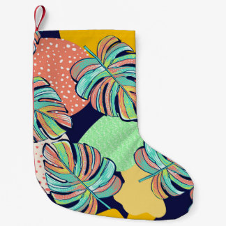Meia De Natal Pequena Trabalho de arte Tropical: Monstera Design