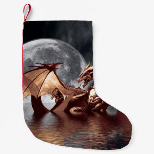 Meia De Natal Pequena Trabalhos de arte da fantasia do dragão & da lua