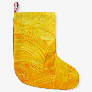Meia De Natal Pequena Traços de pincel e curvas de abstrato de ouro
