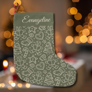 Meia De Natal Pequena Tradicional Fofo Natal Antigo Nome Verde