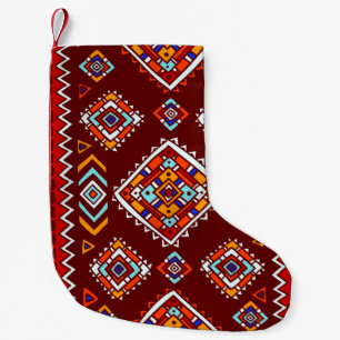 Meia De Natal Pequena Tradicional textura tribal, étnica perfeita.