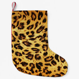 Meia De Natal Pequena Trendy Leopard: Padrão de Design da pele.