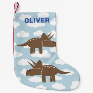 Meia De Natal Pequena Tricerátops Cutos Personalizados Crianças De Dinos