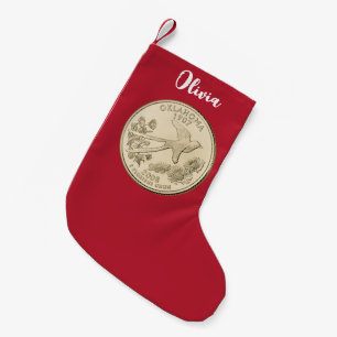 Meia De Natal Pequena Trimestre Estadual de Oklahoma Tinted Personalizad
