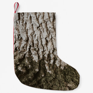 Meia De Natal Pequena tronco da árvore cinza
