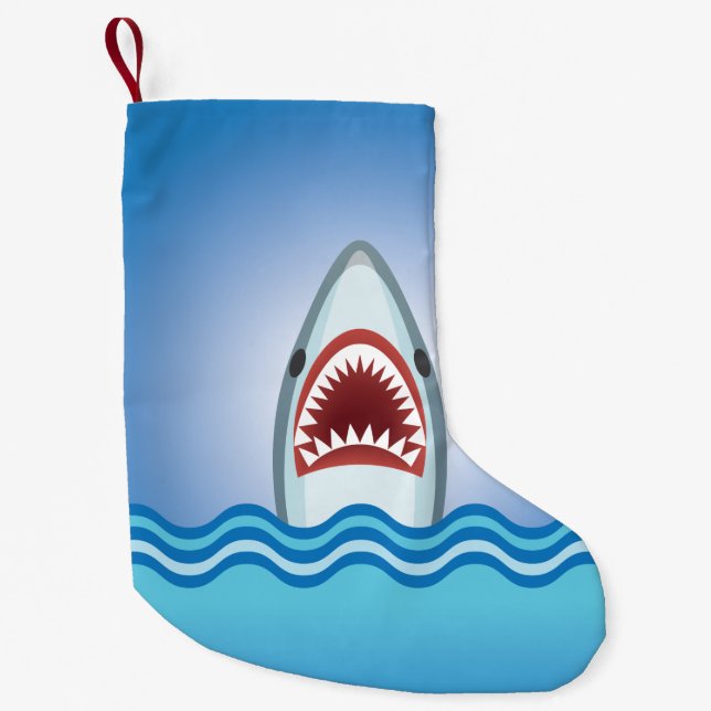 Meia De Natal Pequena Tubarão engraçado (Frente)