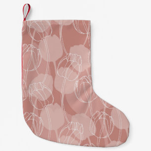 Meia De Natal Pequena Tulipas Brancas Vintage Fundo Rosa