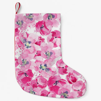 Meia De Natal Pequena tulipas de aquarelas: design de cartão desenhado à