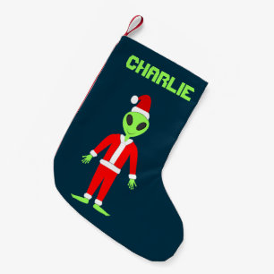 Meia De Natal Pequena UFO Ho Pai alienígena Natal Nome Personalizado