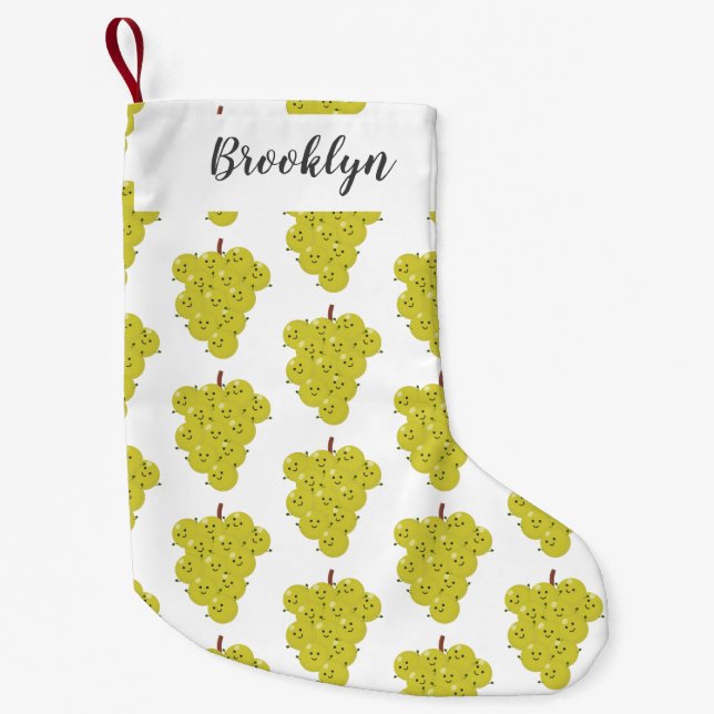 Meia De Natal Pequena Um belo cacho engraçado de desenho animado de uva (Frente)