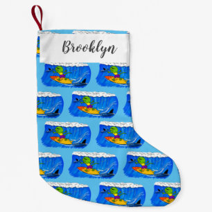 Meia De Natal Pequena Um desenho animado de lagarto-do-pescoço