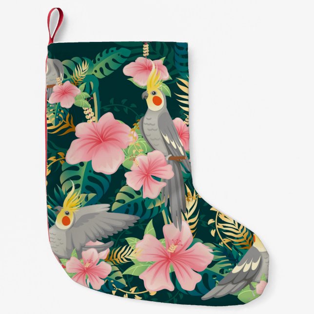 Meia De Natal Pequena Um papagaio-da-galinha sem costura fica na grana (Frente)