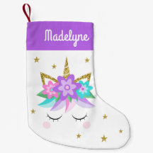 Unicorn Flowers Stars Nome Personalizado Roxo