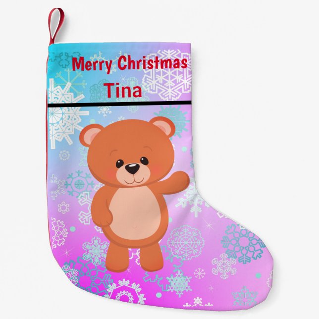 Meia De Natal Pequena Ursinho (Frente)