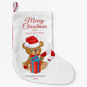 Meia De Natal Pequena Ursinho de Natal Adorável Natal personalizado