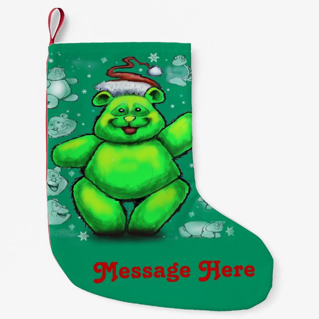 Meia De Natal Pequena Urso de Teddy de Natal (Frente)