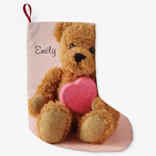 Meia De Natal Pequena Urso de ursinho mim luv u