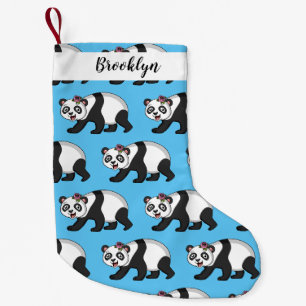 Meia De Natal Pequena Urso panda bonito e feliz com desenho animado
