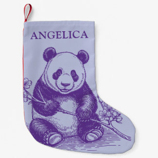 Meia De Natal Pequena Urso Panda Crianças Fofos Nome Personalizado Azul