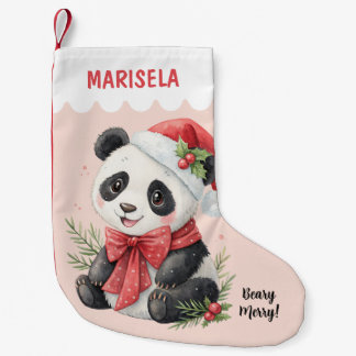 Meia De Natal Pequena Urso Panda Crianças Meninas Fofo Nome Personalizad