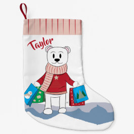 Meia De Natal Pequena Urso polar da mamã com estoque dos sacos de