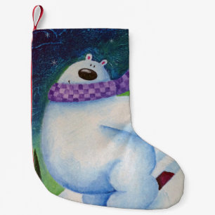 Meia De Natal Pequena Urso Polar de Esqui
