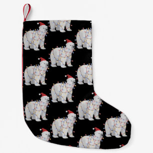 Meia De Natal Pequena Urso Polar Engraçado Natal Amante de Luzes de Anim