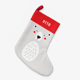 Meia De Natal Pequena Urso polar giro e engraçado personalizado infantil