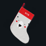 Meia De Natal Pequena Urso polar giro e engraçado personalizado infantil<br><div class="desc">Urso polar giro e engraçado personalizado infantil</div>