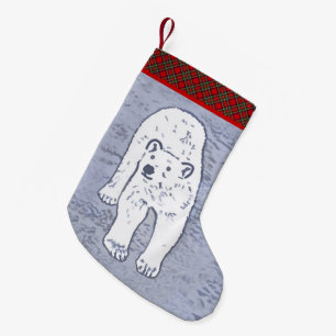 Meia De Natal Pequena Urso Polar na Pintura no Gelo - Arte Original da V