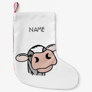 Meia De Natal Pequena vaca de desenho animado preto branco rosa beijo ci