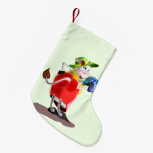 Meia De Natal Pequena Vaca de Moda