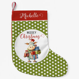 Meia De Natal Pequena Vaca de Natal Trocadilho