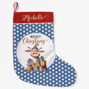 Meia De Natal Pequena Vaca de Natal Trocadilho