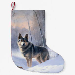 Meia De Natal Pequena Vallhund Sueco Deixe Nevar Natal
