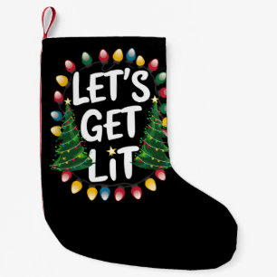 Meia De Natal Pequena Vamos Ficar Bêbados Camiseta Engraçada De Natal Lu